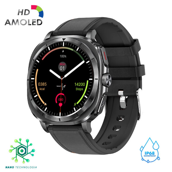 Kardiowatch EKG-S4HD czarny ze skórzanym paskiem