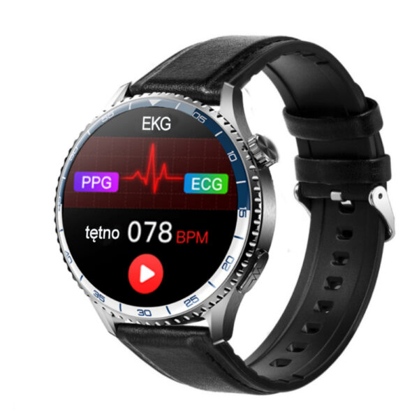 Kardiowatch EKG-S6HD czarny ze skórzanym paskiem - obrazek 8