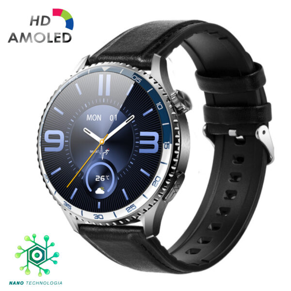 Kardiowatch EKG-S6HD czarny ze skórzanym paskiem