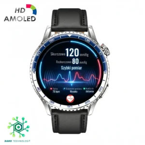 Kardiowatch EKG-S6HD czarny ze skórzanym paskiem