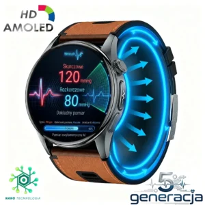 Kardiowatch EKG-X1HD ULTRA z brązowym paskiem skórzanym